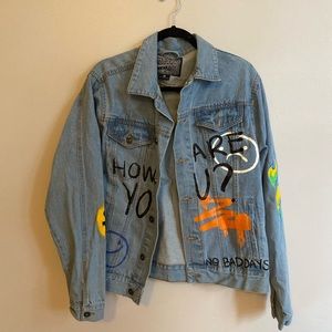 Graffitied jean jacket